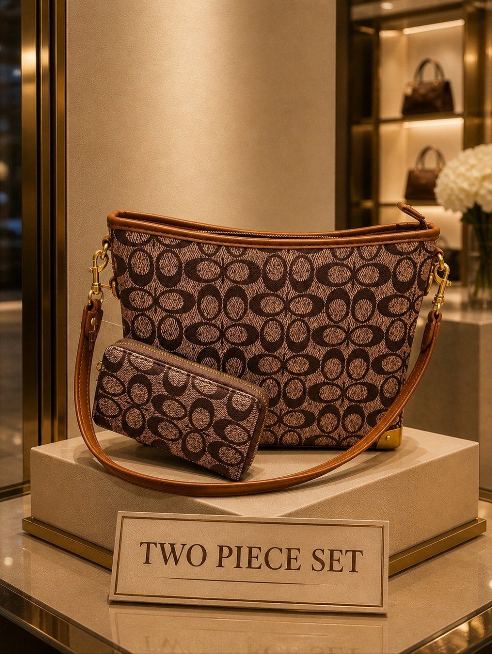 FASHION Signature Pattern Two-Piece Bag Set